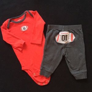 🏈EUC Carter’s 3 Month 100% Cotton Football Set🏈